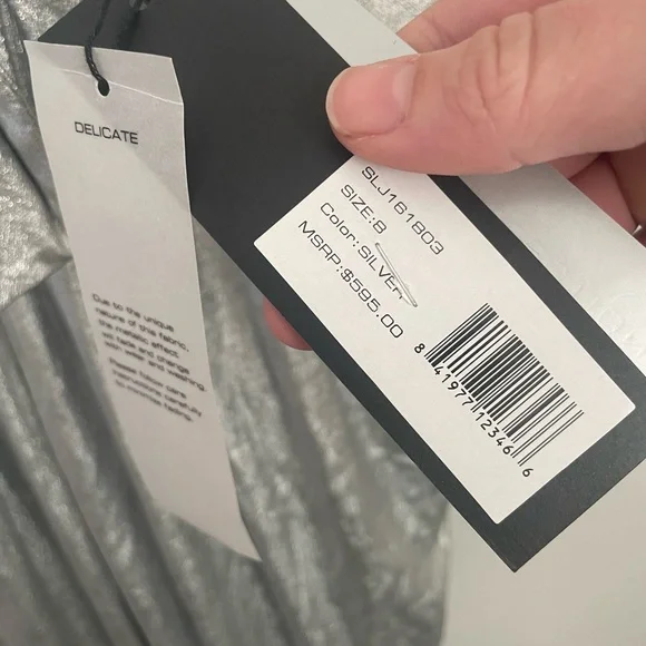 NWT Halston Heritage Strapless Metallic Silver Formal Ball Gown Dress Size 8 - Picture 9 of 15